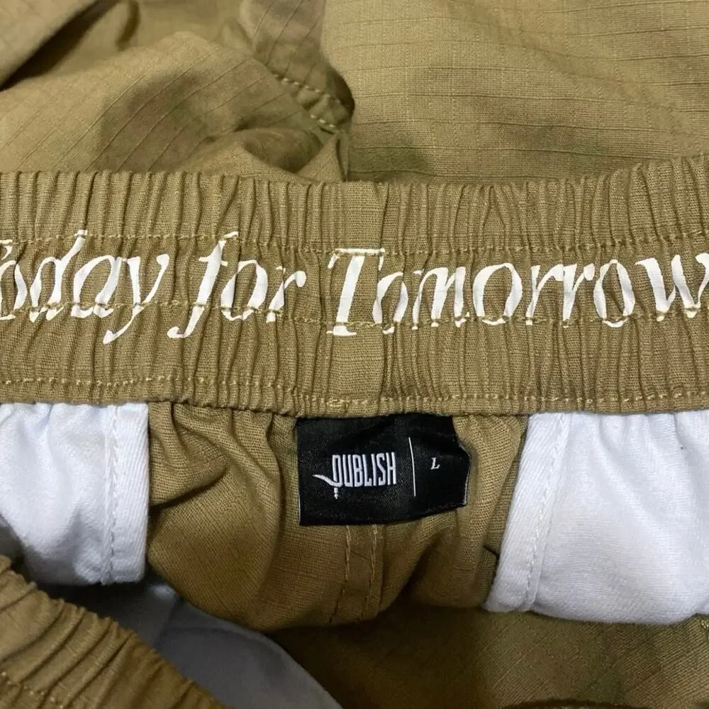 Publish Men's Brown Straight Leg High Waist Windbreaker Trousers Track Pants L